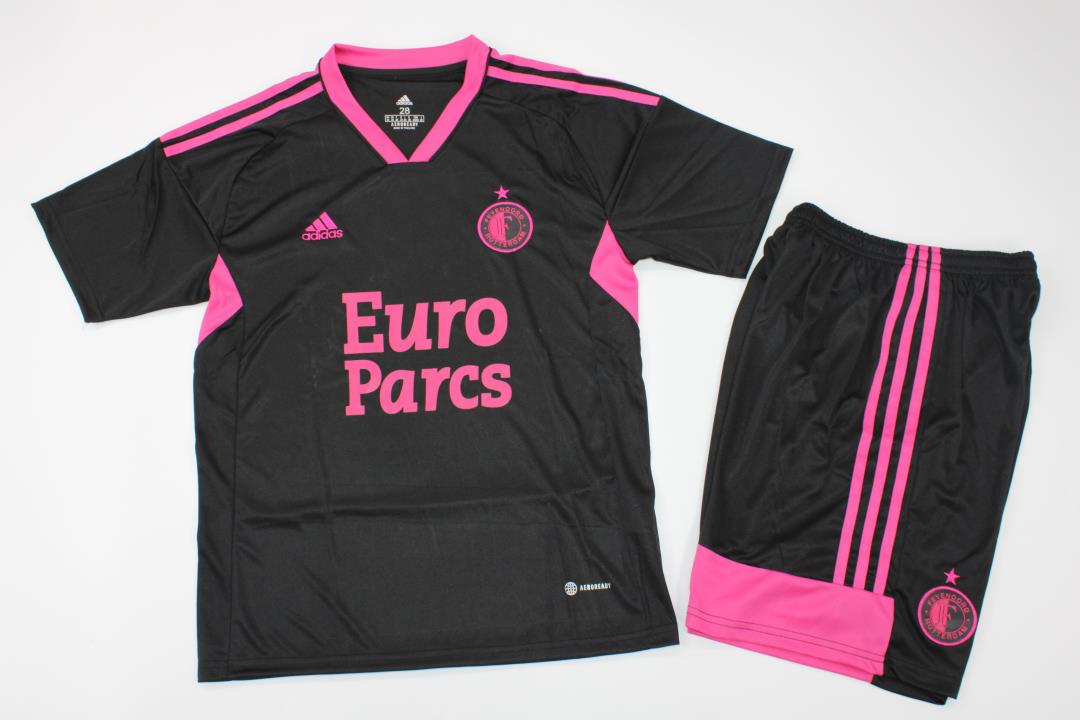 Kids-Feyenoord 22/23 Third Black/Pink Soccer Jersey